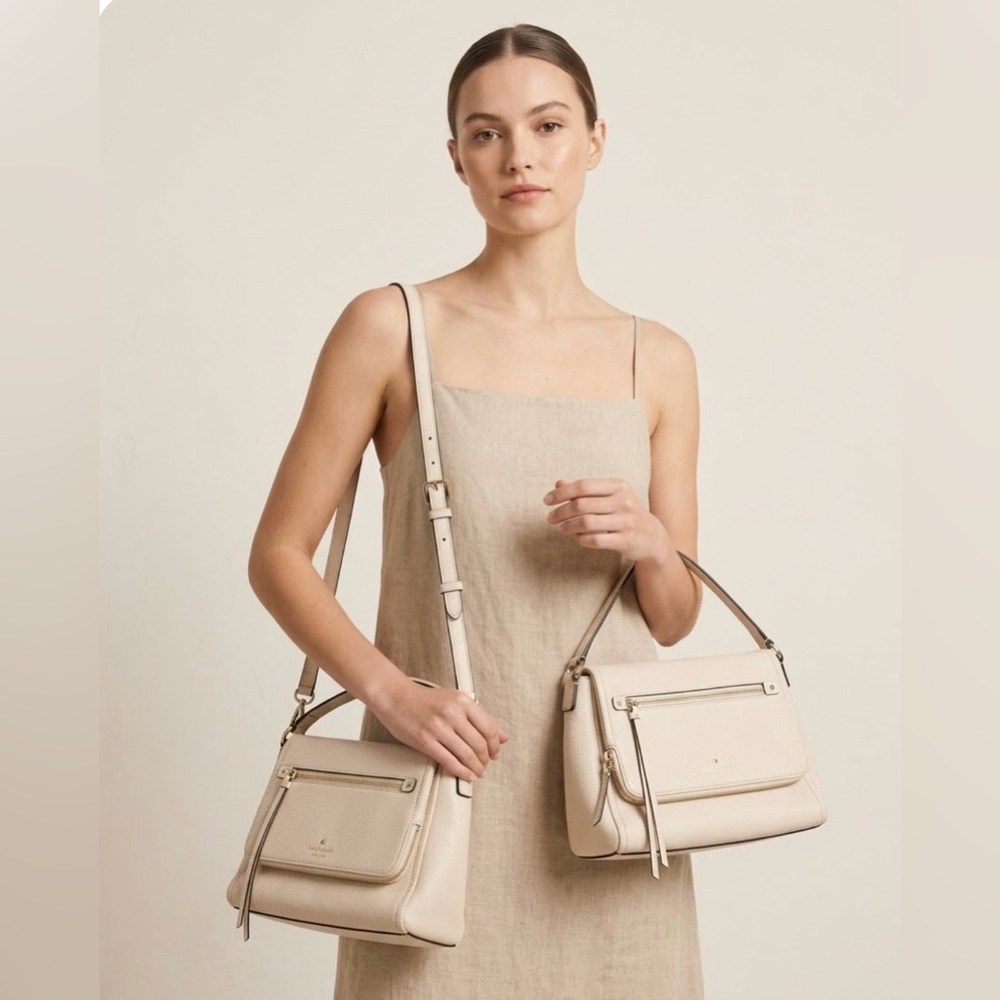 Kate Spade New York beige Cobble Hill Toddy pebbled leather satchel crossbody
